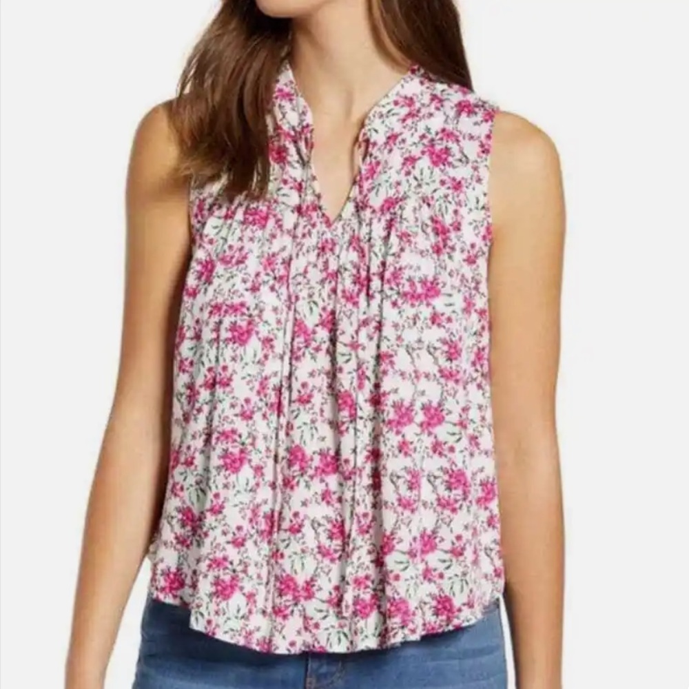 Gibson Motherchic Boardwalk Tie Neck floral tank Top